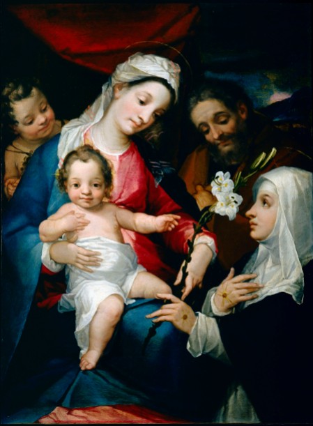 2 Alessandro Casolani, S. Famiglia con S. Giovannino e S. Caterina d'Alessandria chigi, Mostra Pienza